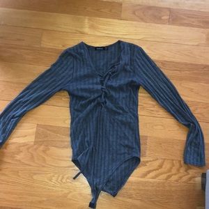 Grey lace up body suit